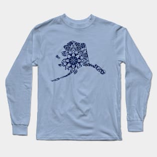 Blue Alaska State Gift Mandala Yoga AK Art Long Sleeve T-Shirt